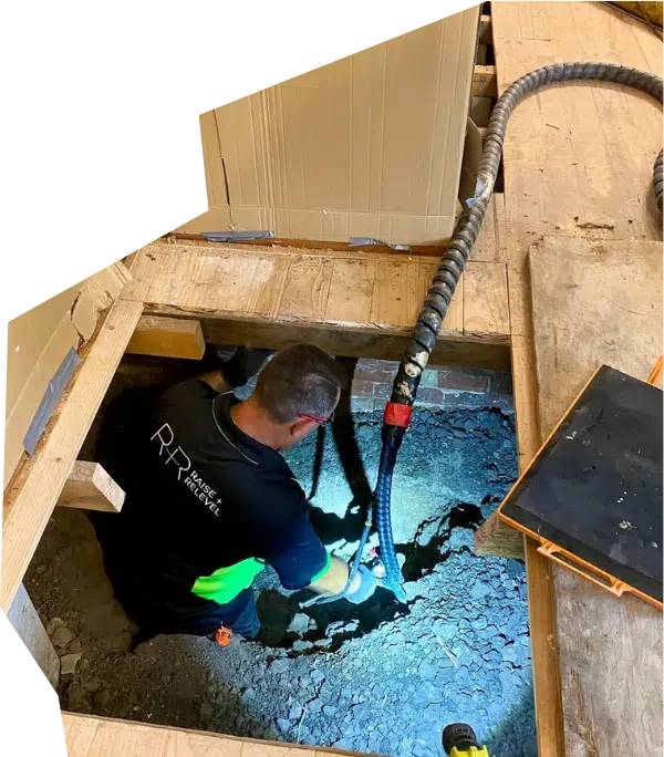 Raise & Relevel underpinning foundation stabilization and repair methods diagram