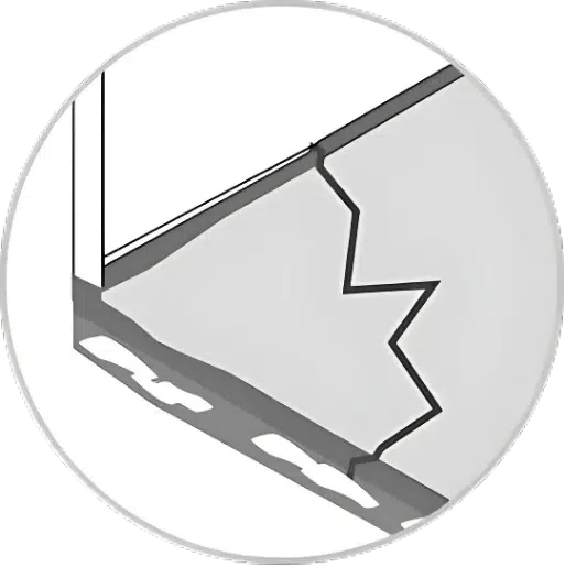 Illustration of a sinking concrete slab with a large surface crack - Raise & Relevel foundation repair
