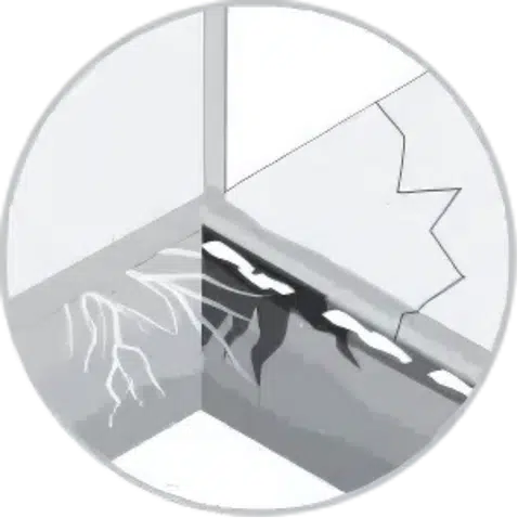 Illustration of concrete subsidence and ground movement caused by nearby vegetation.