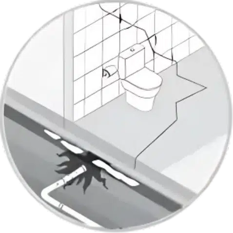 Illustration of water accumulation beneath a building foundation