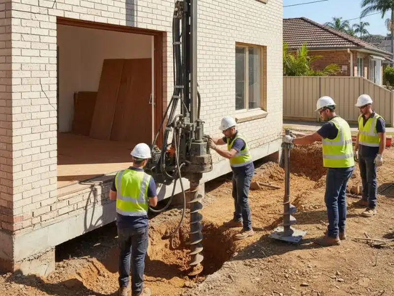 Underpinning foundations stabilising a home affected by ground movement in Sydney NSW
